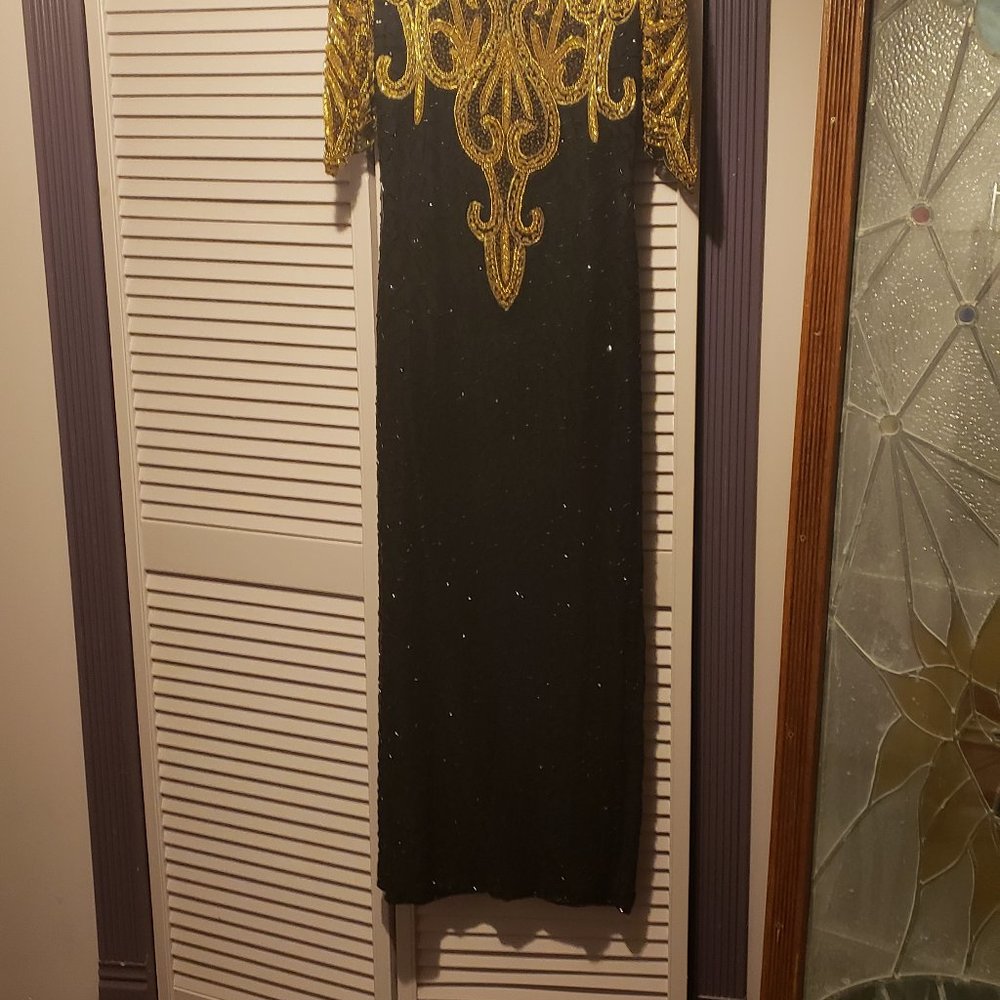 Black and Gold Evening Dress